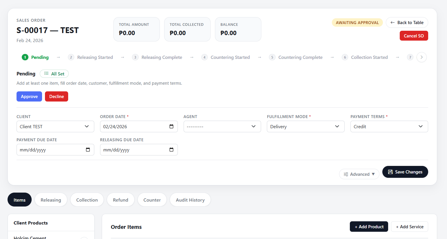 Sales and purchase process